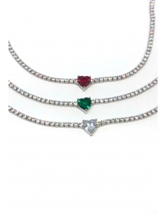 Tennis Necklace with Heart