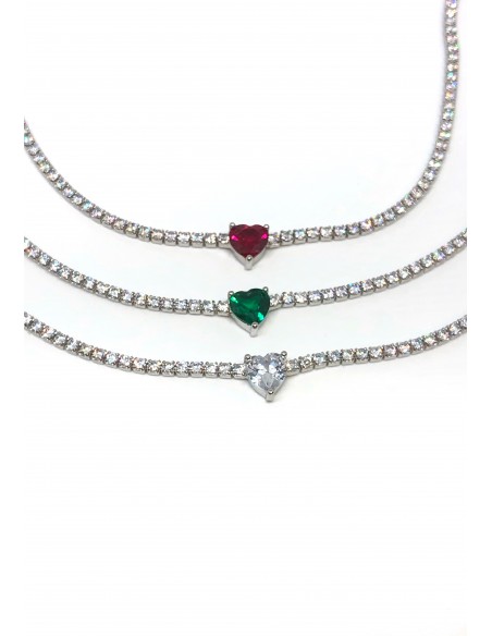Tennis Necklace with Heart