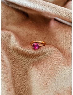 Anello con Zircone a Cuore Fucsia 2