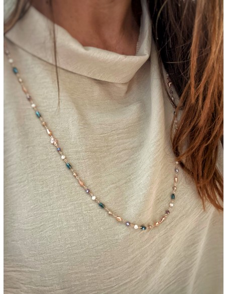 Collana Lunga Cristalli Fantasia Color Pesca