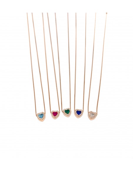 Thick Heart Necklace of Zircons