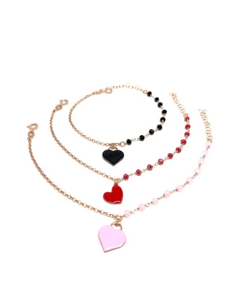 Bracciale Cristalli e Cuore Smaltato