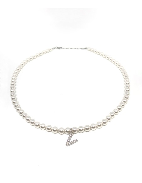 Collana Perle Swarovski e Lettera
