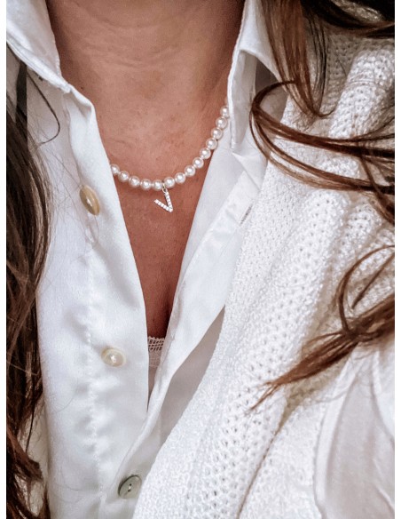 Collana Perle Swarovski e Lettera
