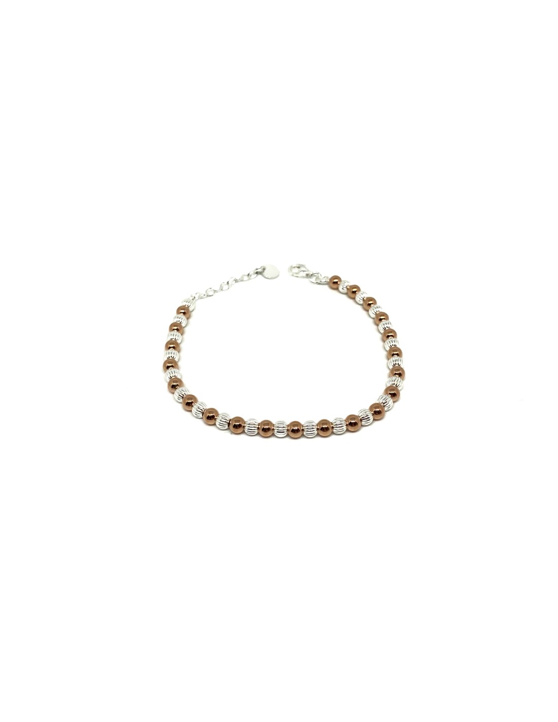 Bracciale In Argento 925 Con Ciondoli Gattini Rosè | Gioiello Artigianale Made In Italy 21 Cm | Regalo Donna Con Chiusura A Moschettone