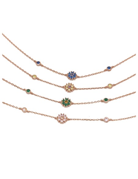 Chain Bracelet and Zircon Hydrangea