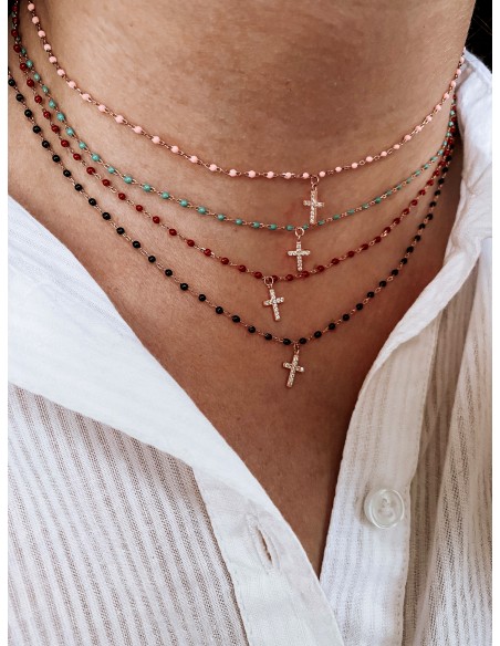 Enamel Necklace and Cross