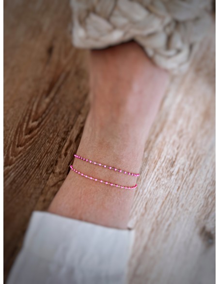 Fuchsia Enamel Balls Anklets