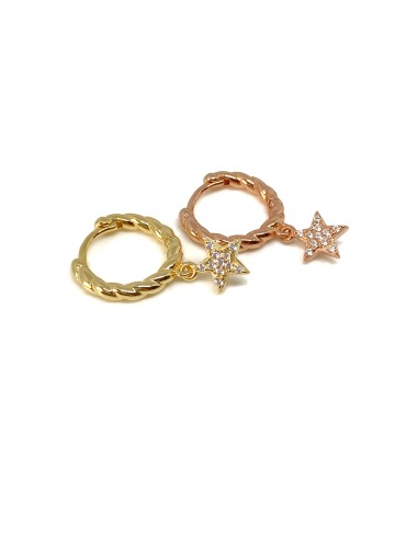 Large Torchon Mono Earring with pavè Star
