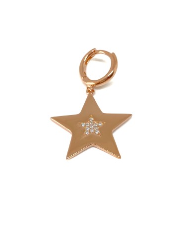 Star and Central Zirconia Mono Huggie Earring