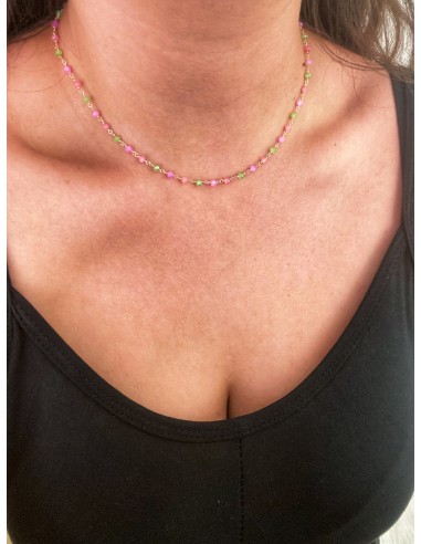Crystal Necklace Pink and Green Gradation