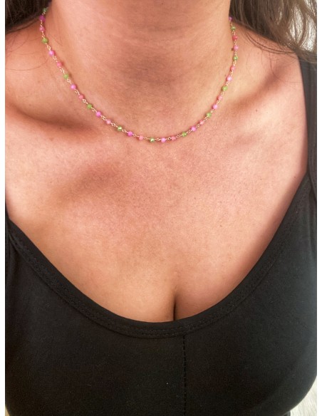 Collana Cristalli Pink and Green Gradation