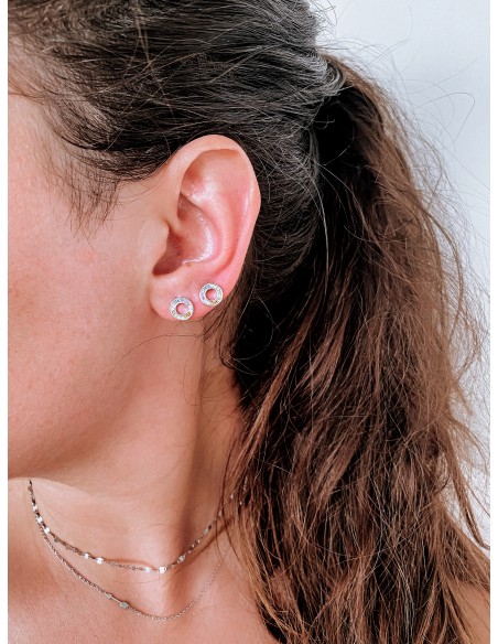 Multicolor Circle Lobo Earrings