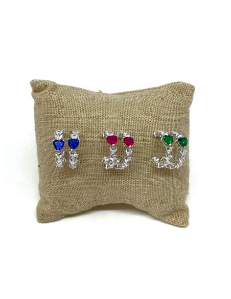 Multi-heart Zirconia Lobe Earrings
