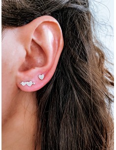 Heart and Heart Lobe Earrings