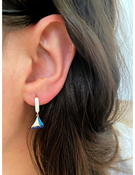Sailboat Glazed Snap Single Earring