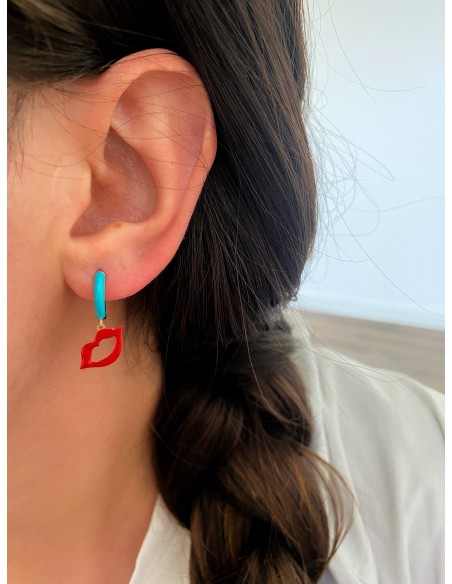 Mouth Enamelled Snap Single Earring