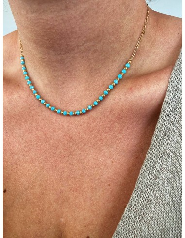 Blue Crystals Necklace and Mini Rectangular Chain