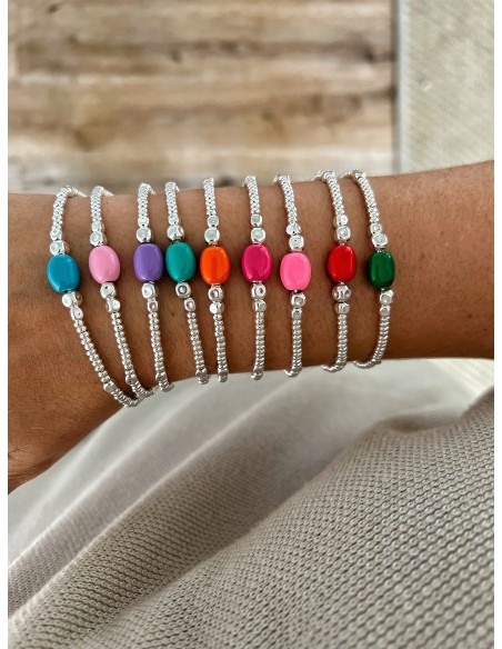 Enamelled Cubes and Oval Nugget Bracelet