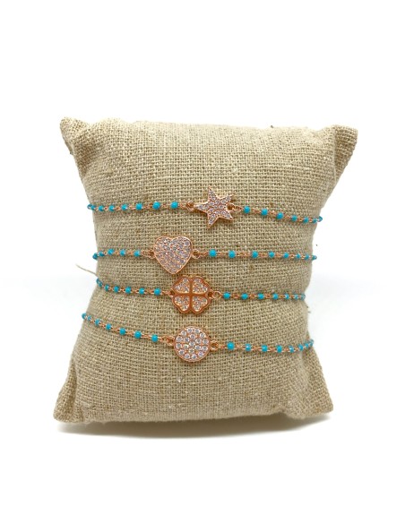 Bracciale Smaltato Azzurro e Soggetto di Zirconi