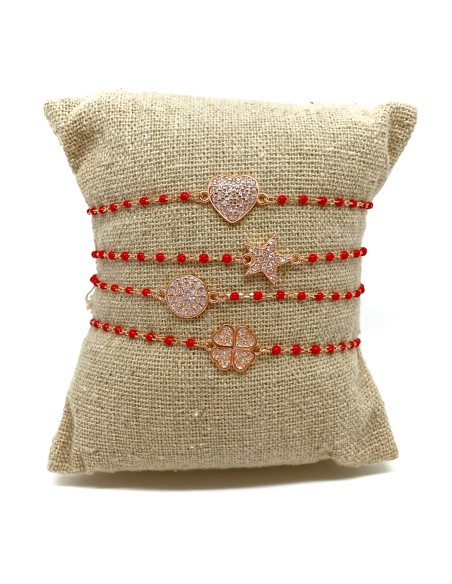 Bracciale Smaltato Rosso e Soggetto di Zirconi