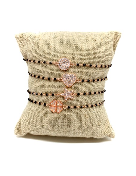 Bracciale Smaltato Nero e Soggetto di Zirconi