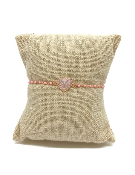 Bracciale Smaltato Rosa e Soggetto di Zirconi