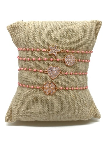 Pink Enamel Bracelet and Zirconia...