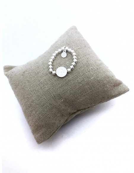 Anello Elastico con Palline e Lettera