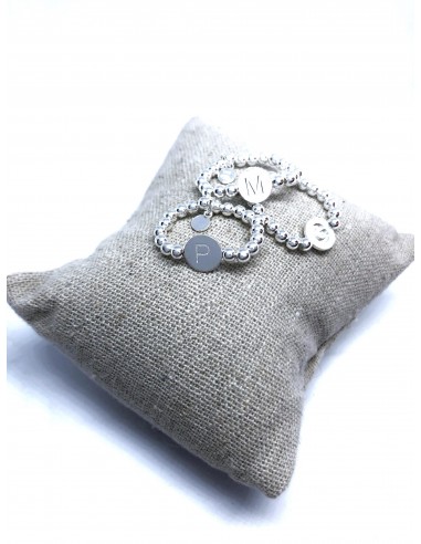 Anello Elastico con Palline e Lettera