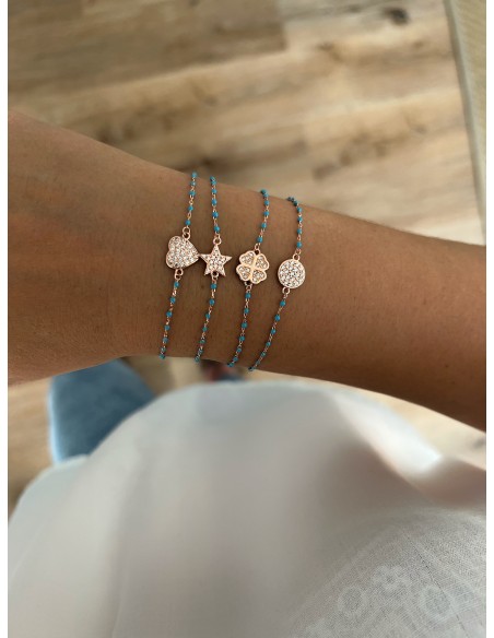 Bracciale Smaltato Azzurro e Soggetto di Zirconi