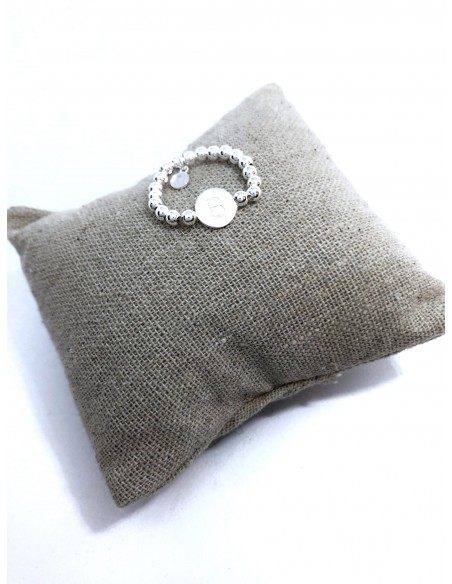 Anello Elastico con Palline e Lettera