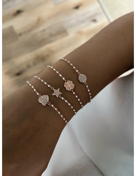 White enamelled bracelet and subject of zircons