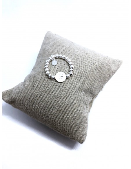 Anello Elastico con Palline e Lettera