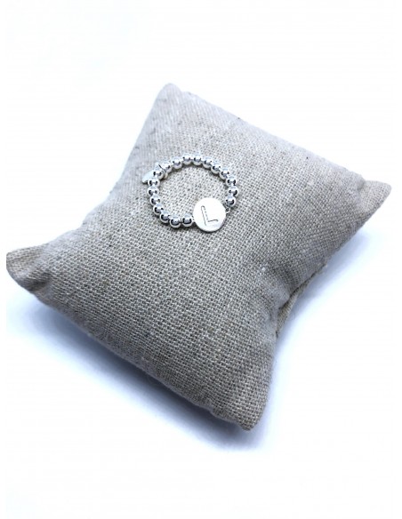 Anello Elastico con Palline e Lettera