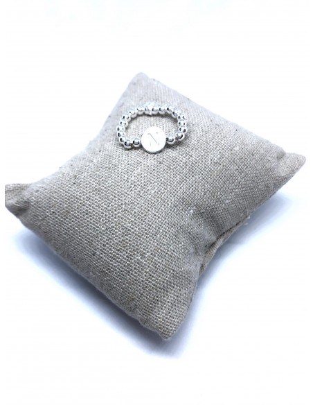 Anello Elastico con Palline e Lettera