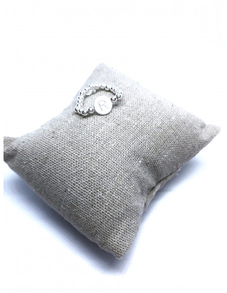 Anello Elastico con Palline e Lettera