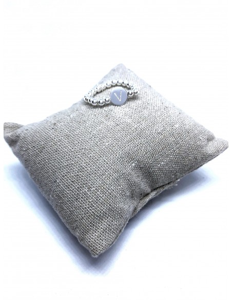 Anello Elastico con Palline e Lettera