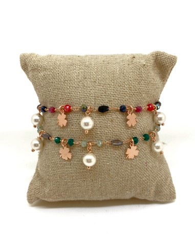 Bracciale Cristalli Perle Pendenti e...