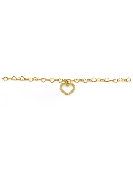 Bracciale Catenina a Forma di Cuore e Cuore Pendente