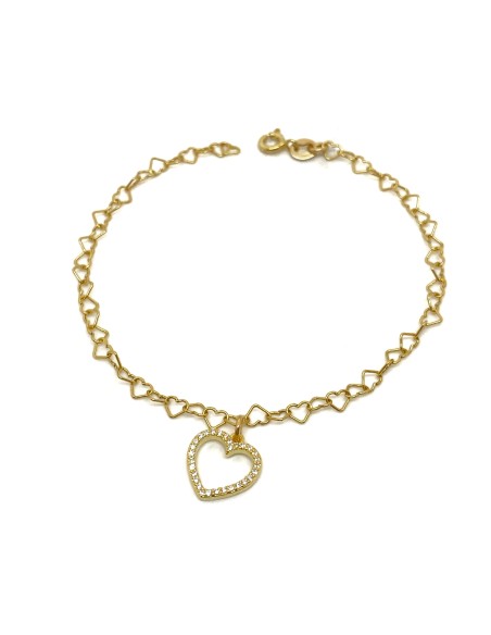 Bracciale Catenina a Forma di Cuore e Cuore Pendente
