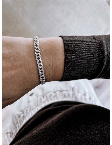 Bracciale Groumette in Pavè di Zirconi Maglia Piccola