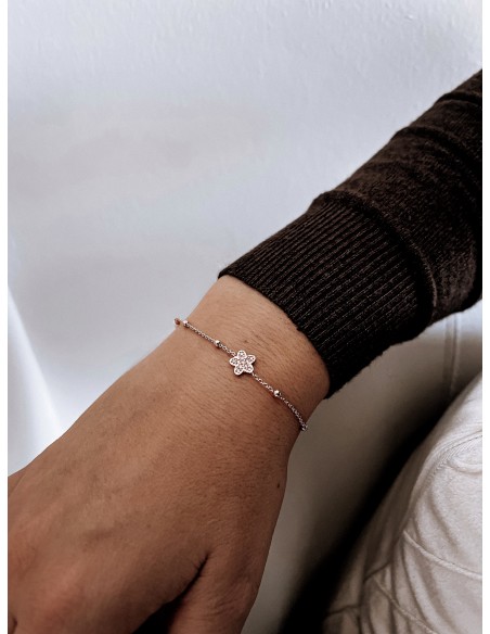 Chain Bracelet and Through Flower of Zircons