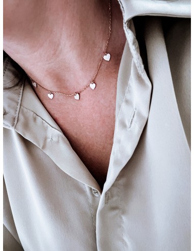 Collana Corta Cuori Pendenti Smalto e...