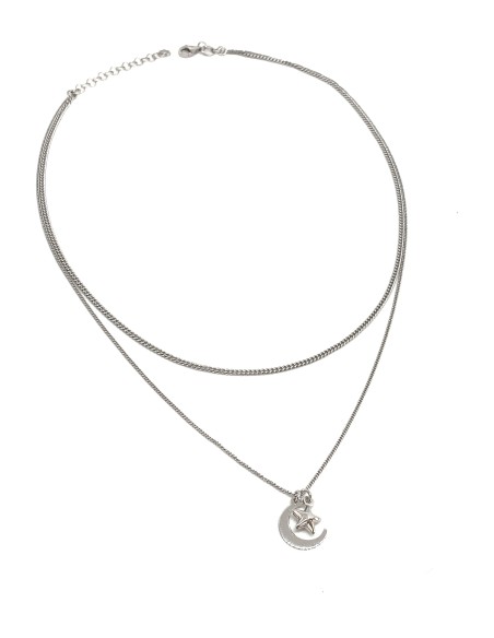 Moon and Star Double Necklace