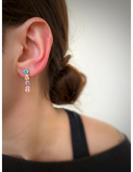 Orecchini Pendenti Zirconi Rainbow