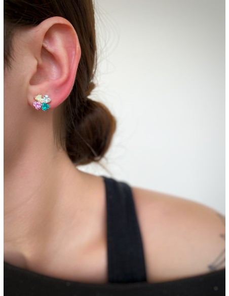 Four-leaf clover earrings with zircons