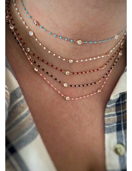 Enameled Necklace and Zircons