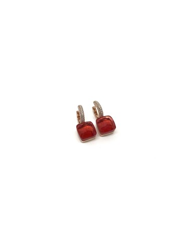 Red Zircon Square Scattino Earrings