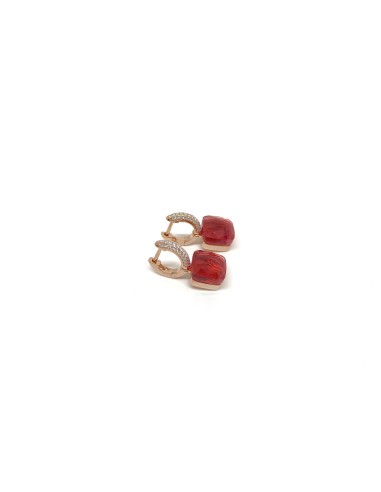 Red Zircon Square Scattino Earrings